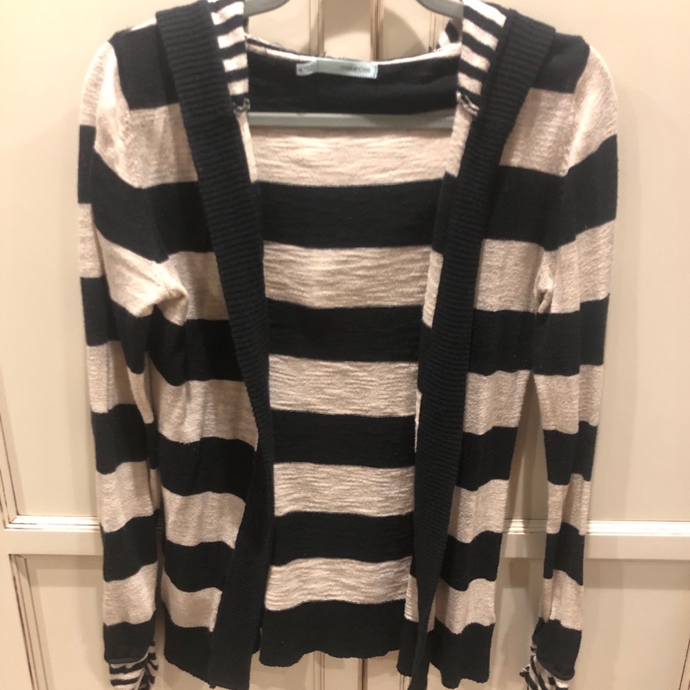 Maurices Multi Striped Hooded Open Cardigan